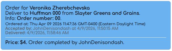 Completed Order Example